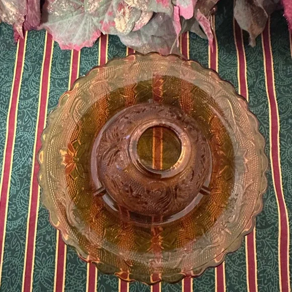 Tiara Amber Glass Candle Holder Set - Picture 4 of 6